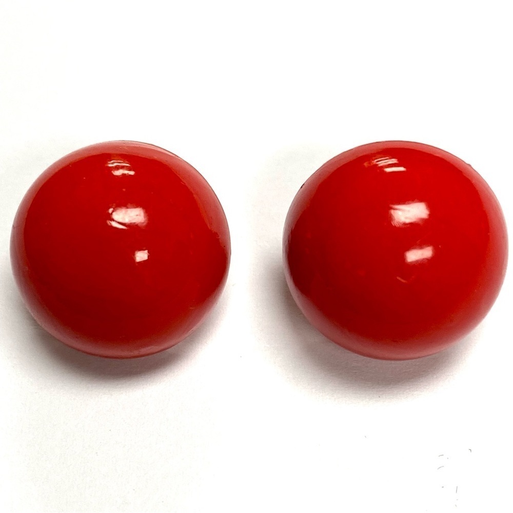 Vintage Untested Red Bakelite Button Pierced Earr… - image 1